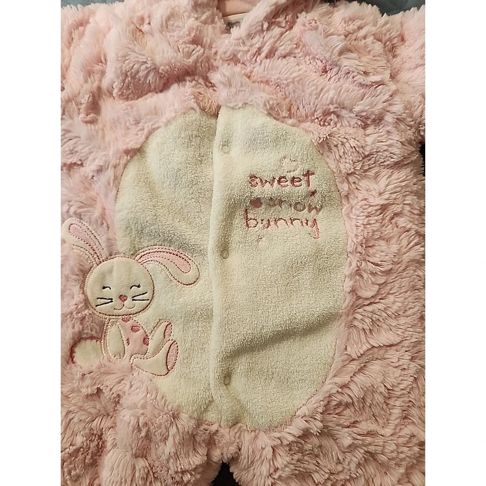 Infant Babies R Us Pink Bunny Faux Fur‎ Pram Snowsuit 6M